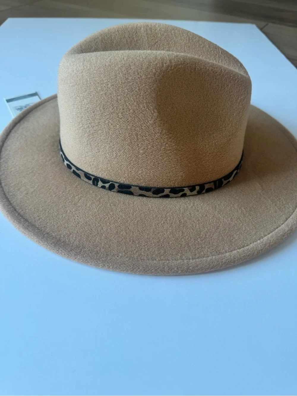 Mud Pie Leopard Band Fedora Hat Tan Camel NWT